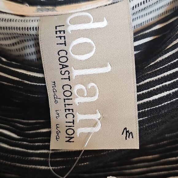 Dolan Black and Ivory White Rib Striped Cowl Neck Top Long Sleeve Medium - Picture 5 of 8